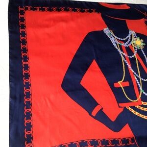 Vintage satin scarf with Chanel silhouette